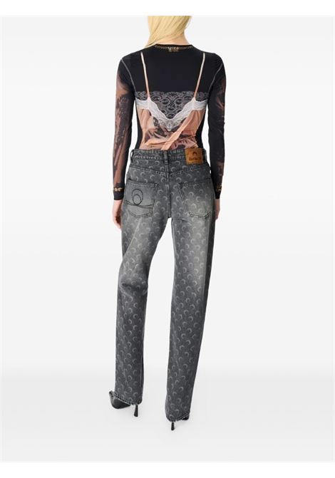 jeans moon laser grey wash denim straight donna grigi MARINE SERRE | WPA128BCDEN0006DK90